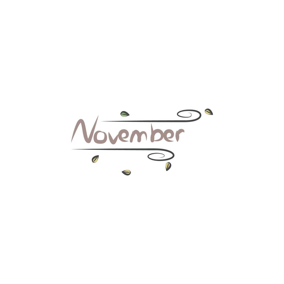 november winderig gekleurde hand- getrokken vector icoon