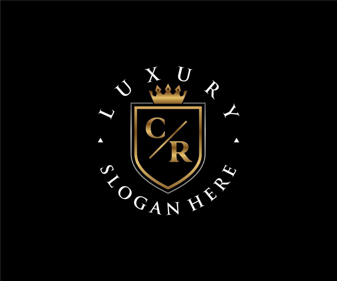 eerste cr brief Koninklijk luxe logo sjabloon in vector kunst voor restaurant, royalty, boetiek, cafe, hotel, heraldisch, sieraden, mode en andere vector illustratie.