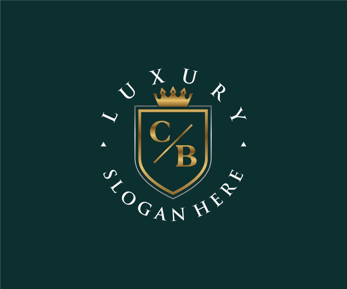 eerste cb brief Koninklijk luxe logo sjabloon in vector kunst voor restaurant, royalty, boetiek, cafe, hotel, heraldisch, sieraden, mode en andere vector illustratie.