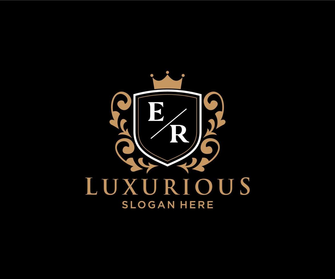 eerste eh brief Koninklijk luxe logo sjabloon in vector kunst voor restaurant, royalty, boetiek, cafe, hotel, heraldisch, sieraden, mode en andere vector illustratie.