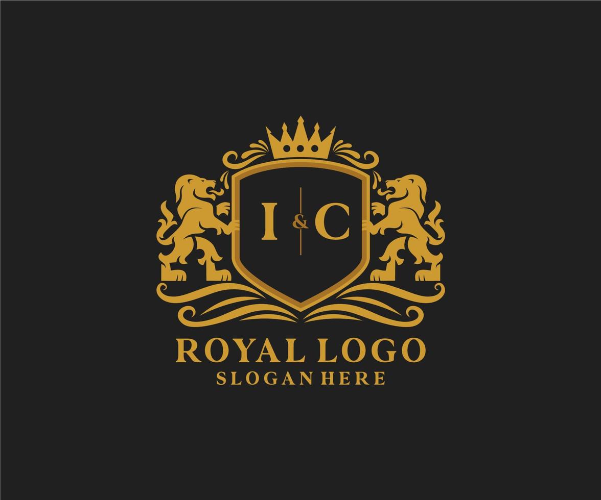 eerste ic brief leeuw Koninklijk luxe logo sjabloon in vector kunst voor restaurant, royalty, boetiek, cafe, hotel, heraldisch, sieraden, mode en andere vector illustratie.