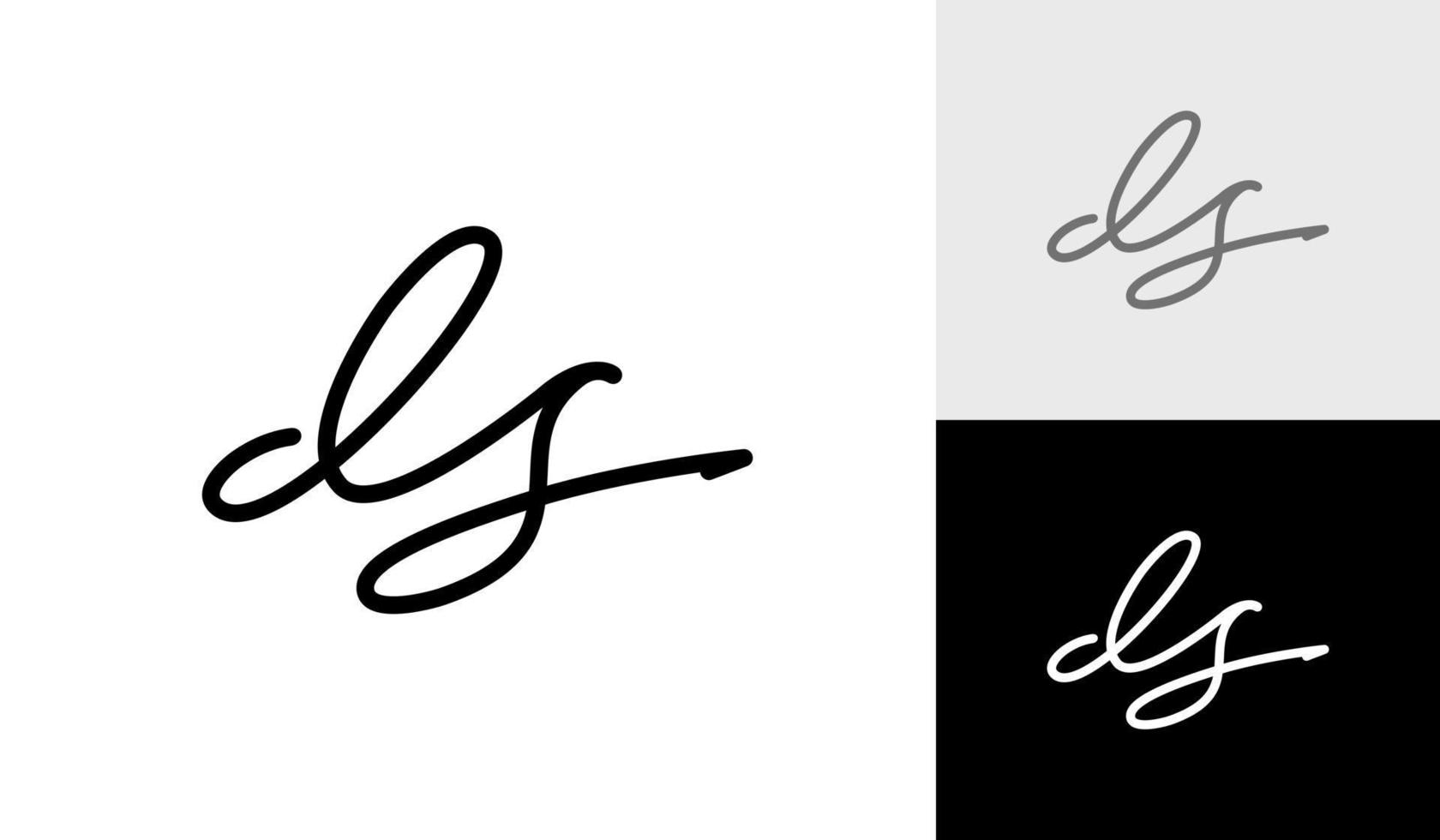 handgeschreven of handtekening brief ds monogram logo ontwerp vector