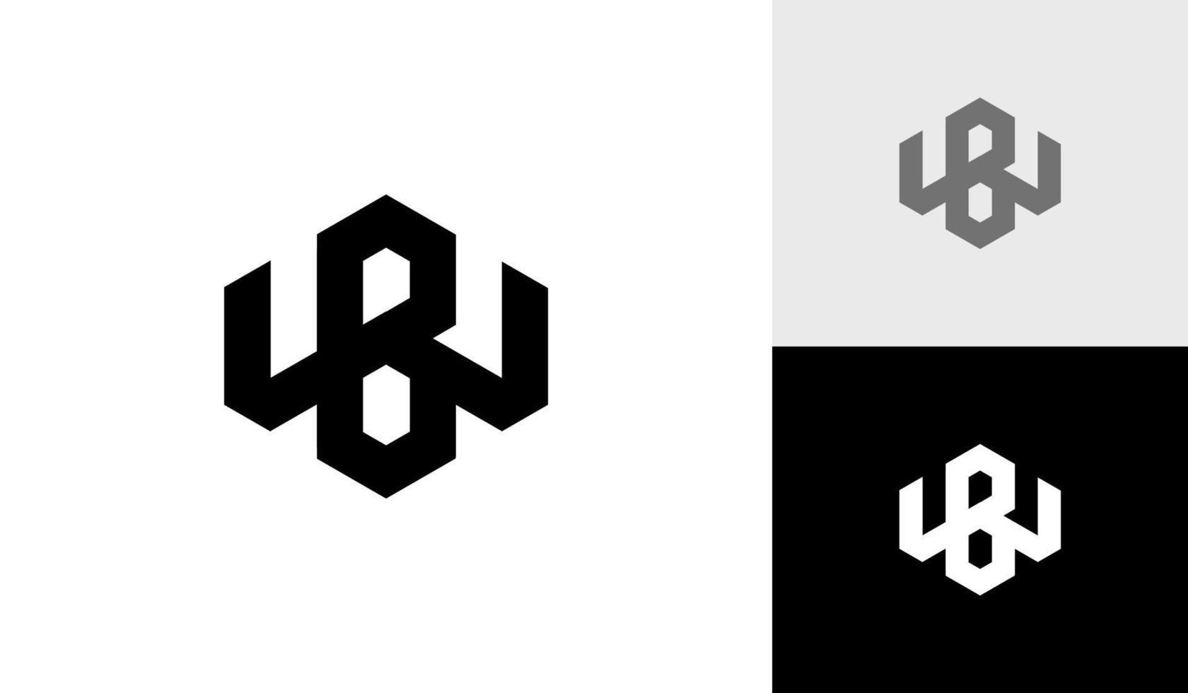 brief bw of wb eerste zeshoek monogram logo ontwerp vector