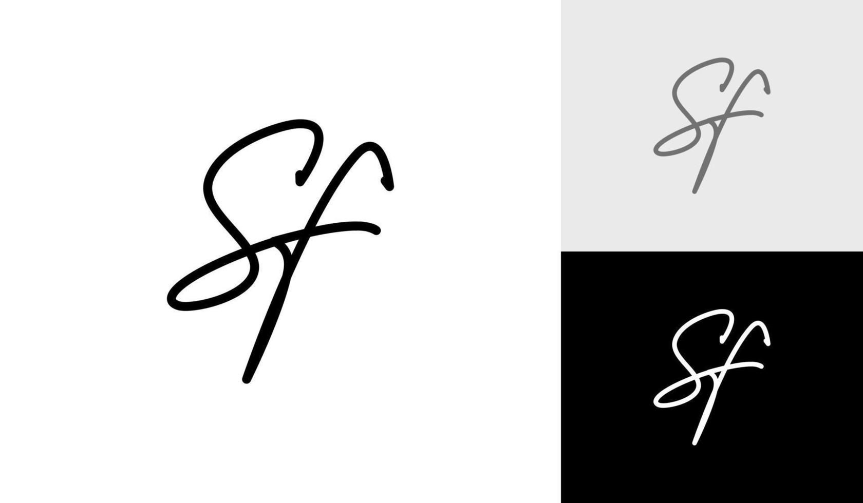 handtekening brief sf monogram logo ontwerp vector