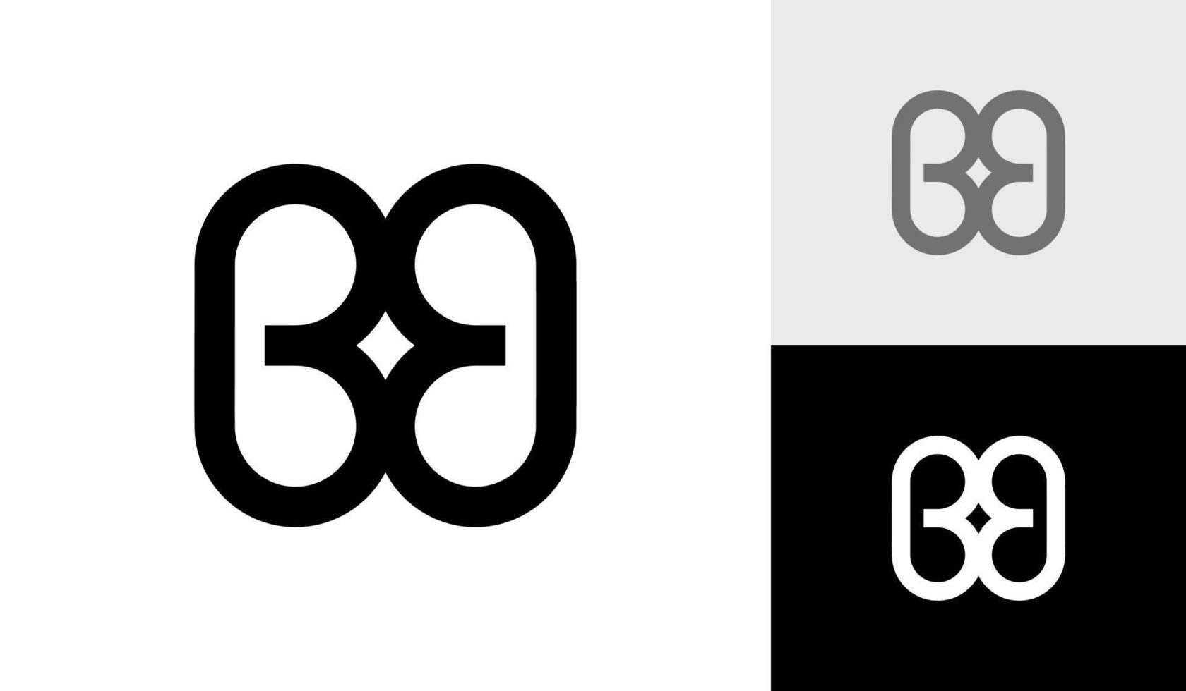 brief bb sprankelend eerste monogram met logo ontwerp vector