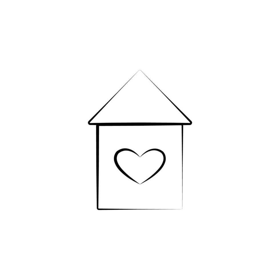 huis met hart schetsen vector icoon