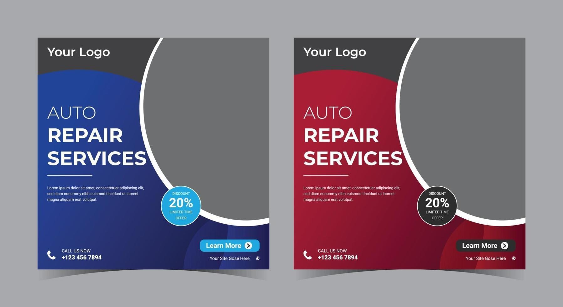 autoreparatieservices sociale mediapost en flyer vector