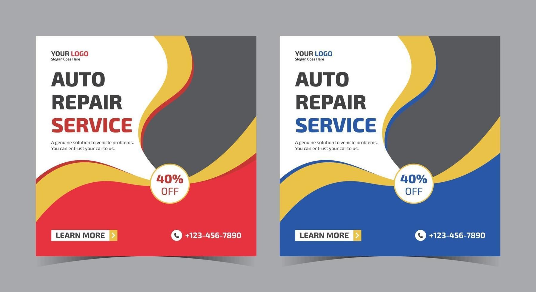 autoreparatieservices sociale mediapost en flyer vector