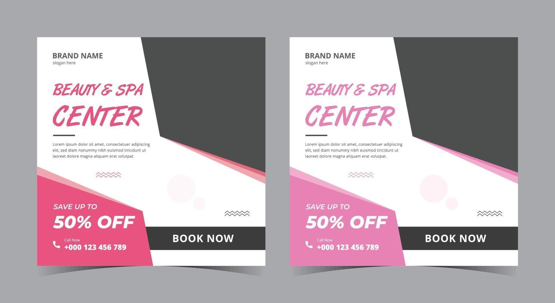 beauty en spa center poster, spa social media post en flyer vector