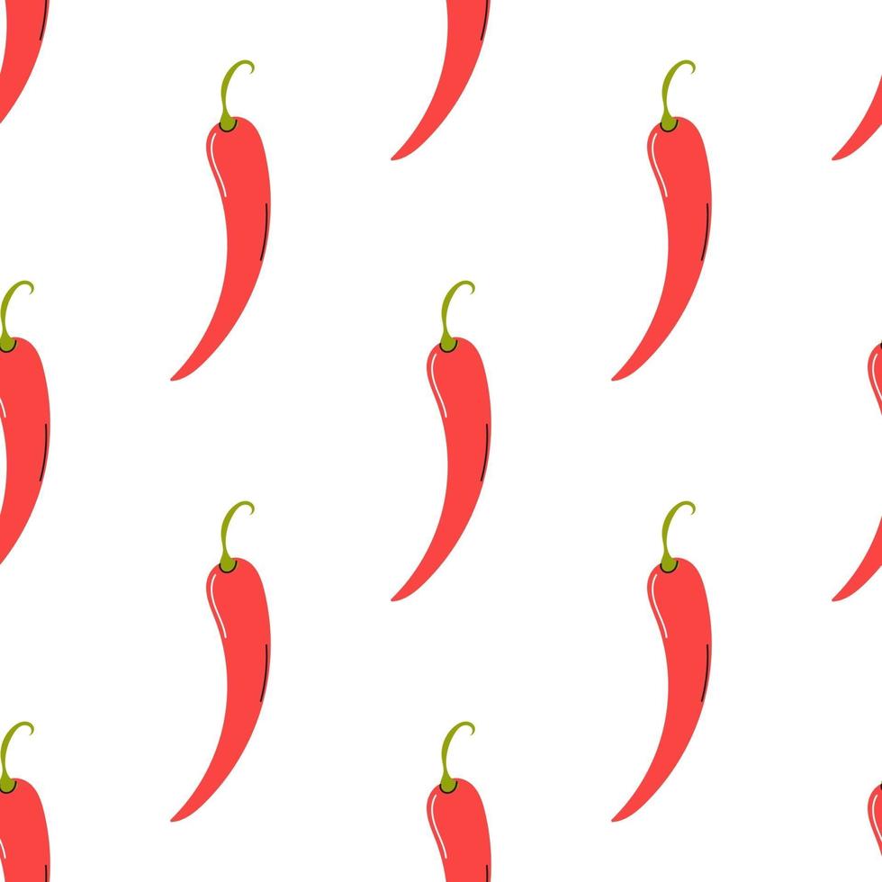 rode chili peper op een witte achtergrond. vector naadloze patroon