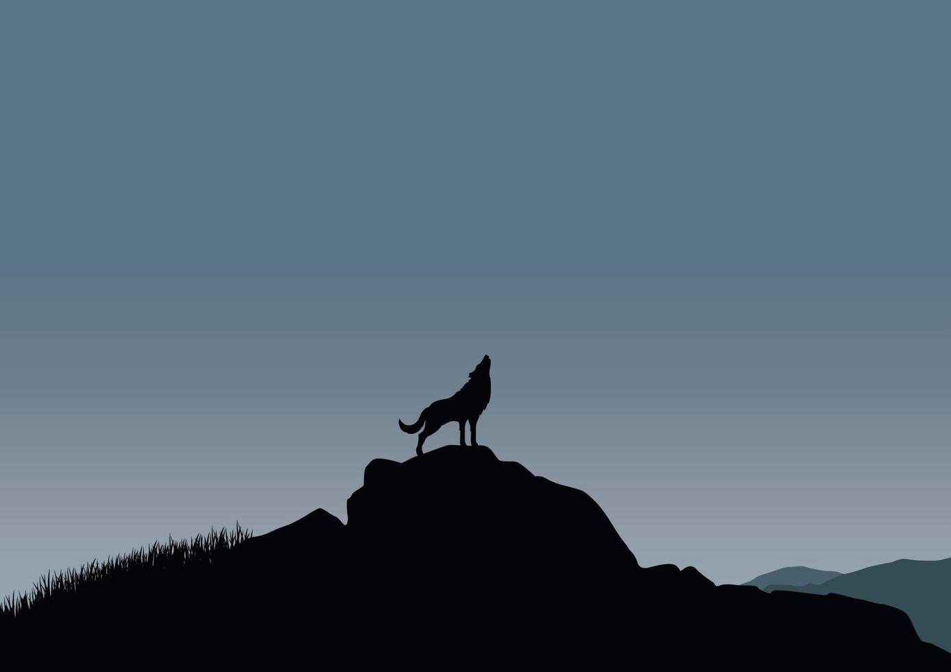 wolf silhouet in natuur vector ontwerp.