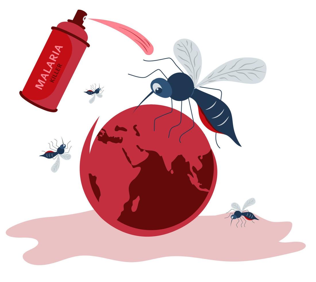 wereld malaria dag doden mug met verstuiven illustratie vector