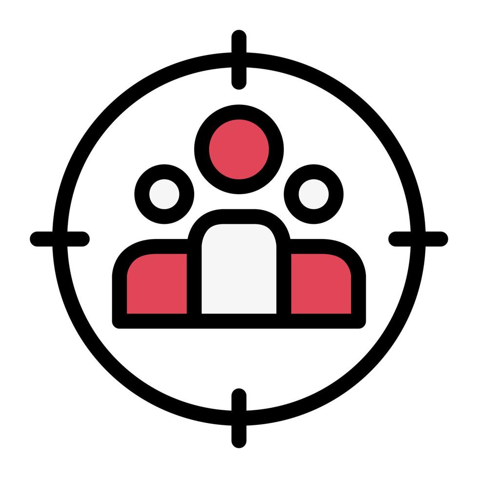 geïsoleerd doelwit publiek in lineal kleur icoon Aan wit achtergrond. doel, klanten, gebruikers, focus afzet vector