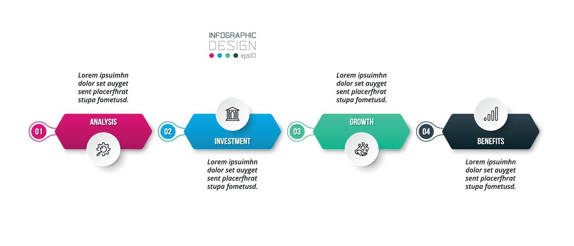 infographic bedrijfssjabloon met stap of optieontwerp. vector