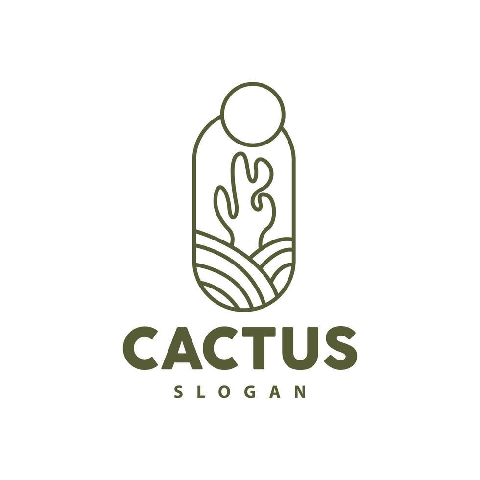 cactus logo, woestijn groen fabriek vector, gemakkelijk ontwerp elegant lijn stijl, icoon illustratie symbool vector