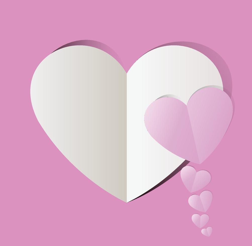 roze papier gesneden hart, Valentijnsdag. vector vakantie illustratie.