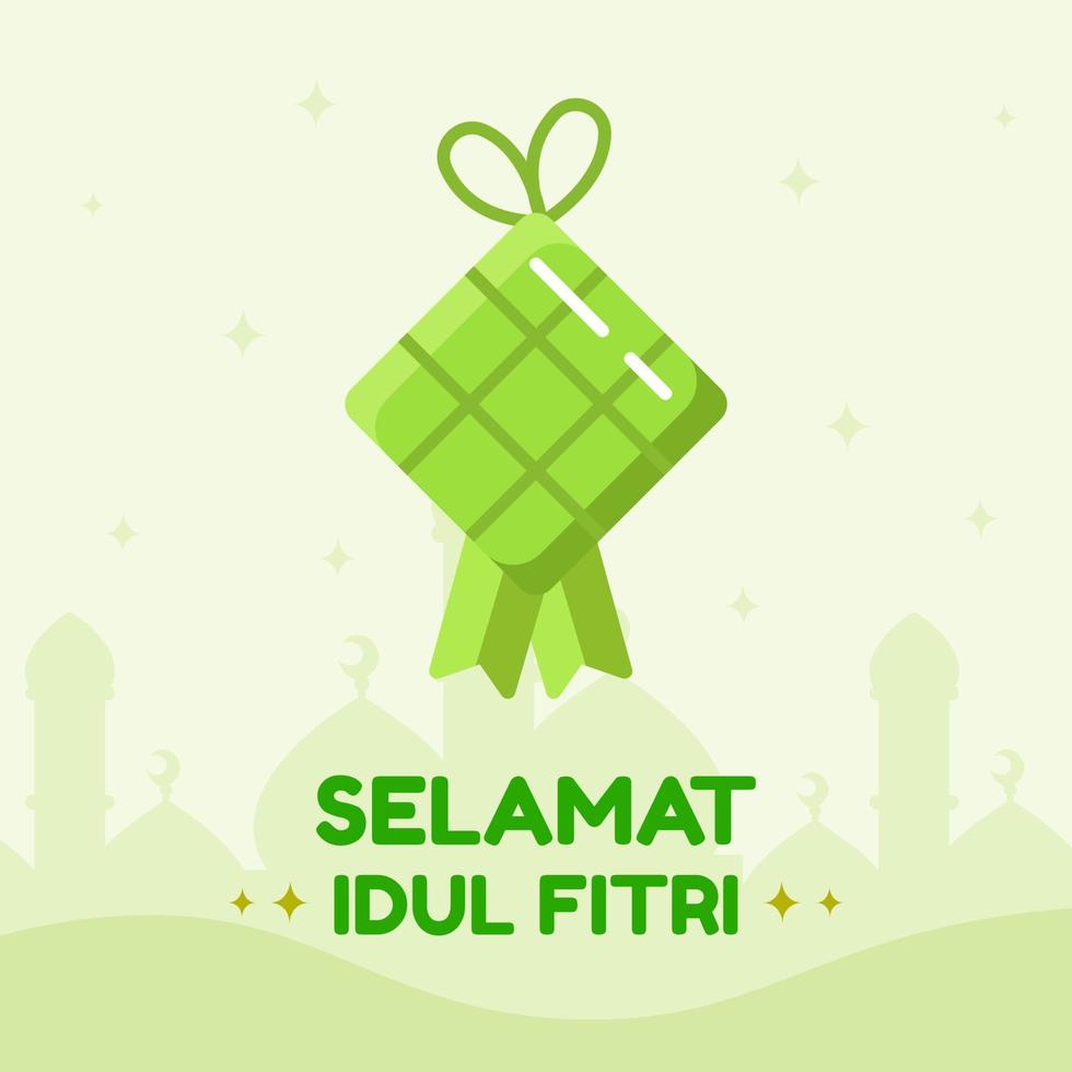 Ramadan ied vastend moskee Islamitisch ketupat Islam mubarak idul fitri viering vector