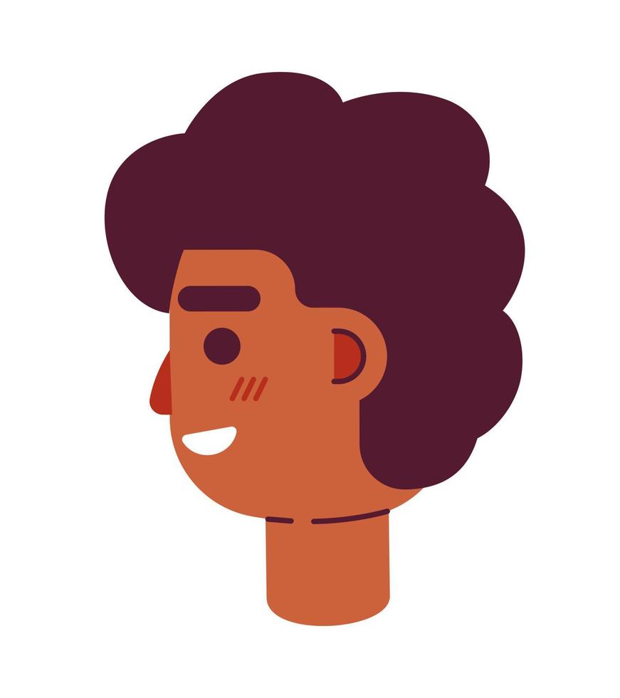 vent op zoek terug met gelukkig grijns semi vlak vector karakter hoofd. kleurrijk avatar icoon. bewerkbare tekenfilm gebruiker portret. gemakkelijk kleur plek illustratie voor web grafisch ontwerp en animatie