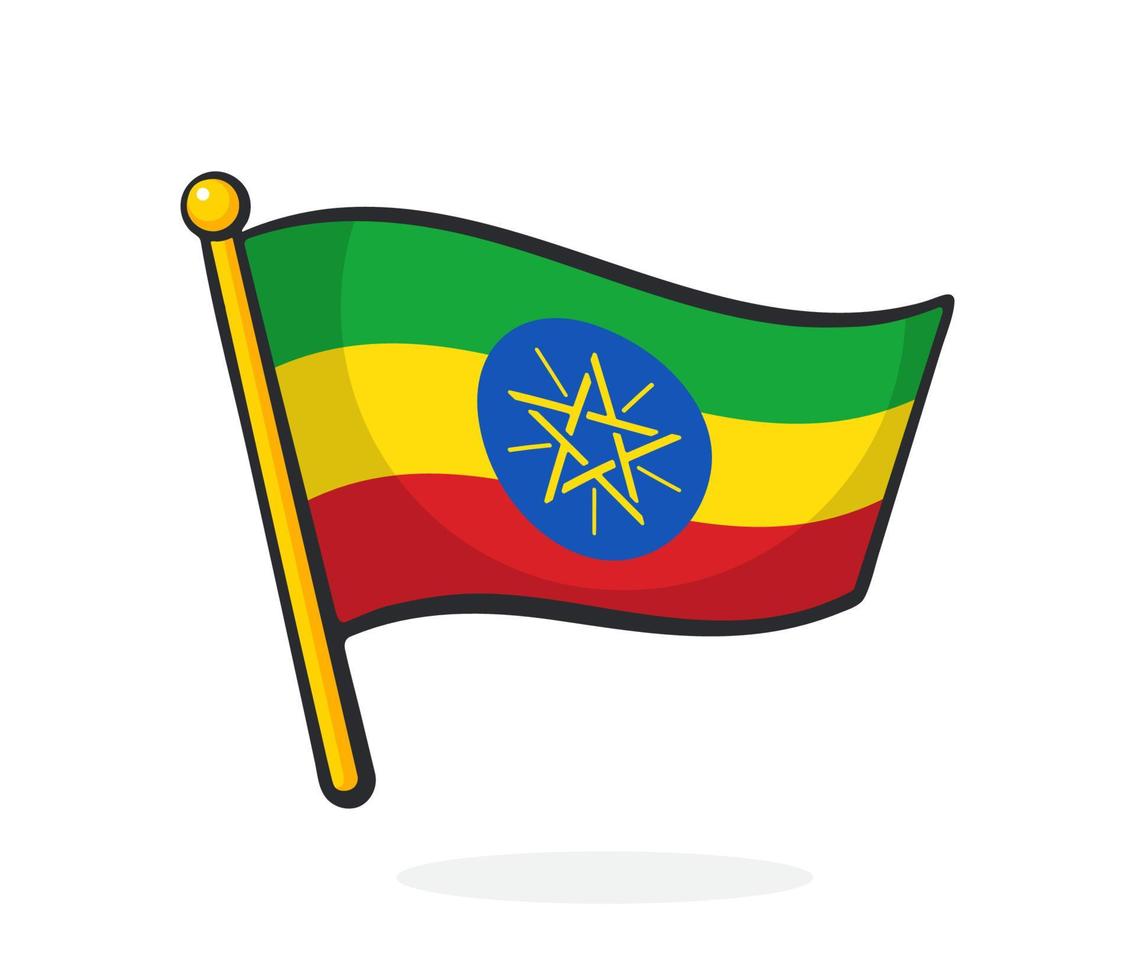 tekenfilm illustratie van vlag van Ethiopië vector