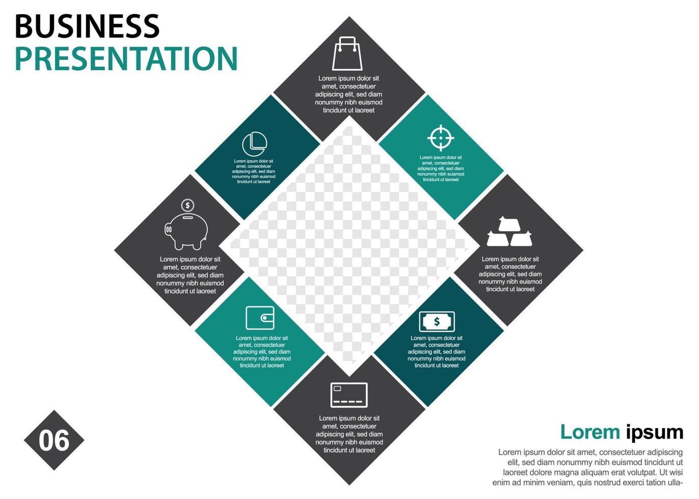 zakelijke presentatie ontwerpsjabloon. perfect voor brochures, marketingpromotie, infographics enz vector