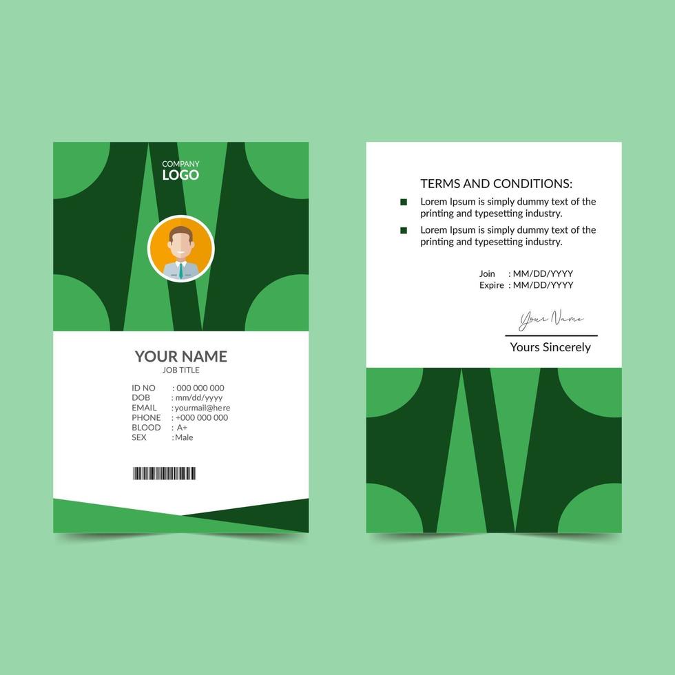 groene elegante id-kaart ontwerpsjabloon vector