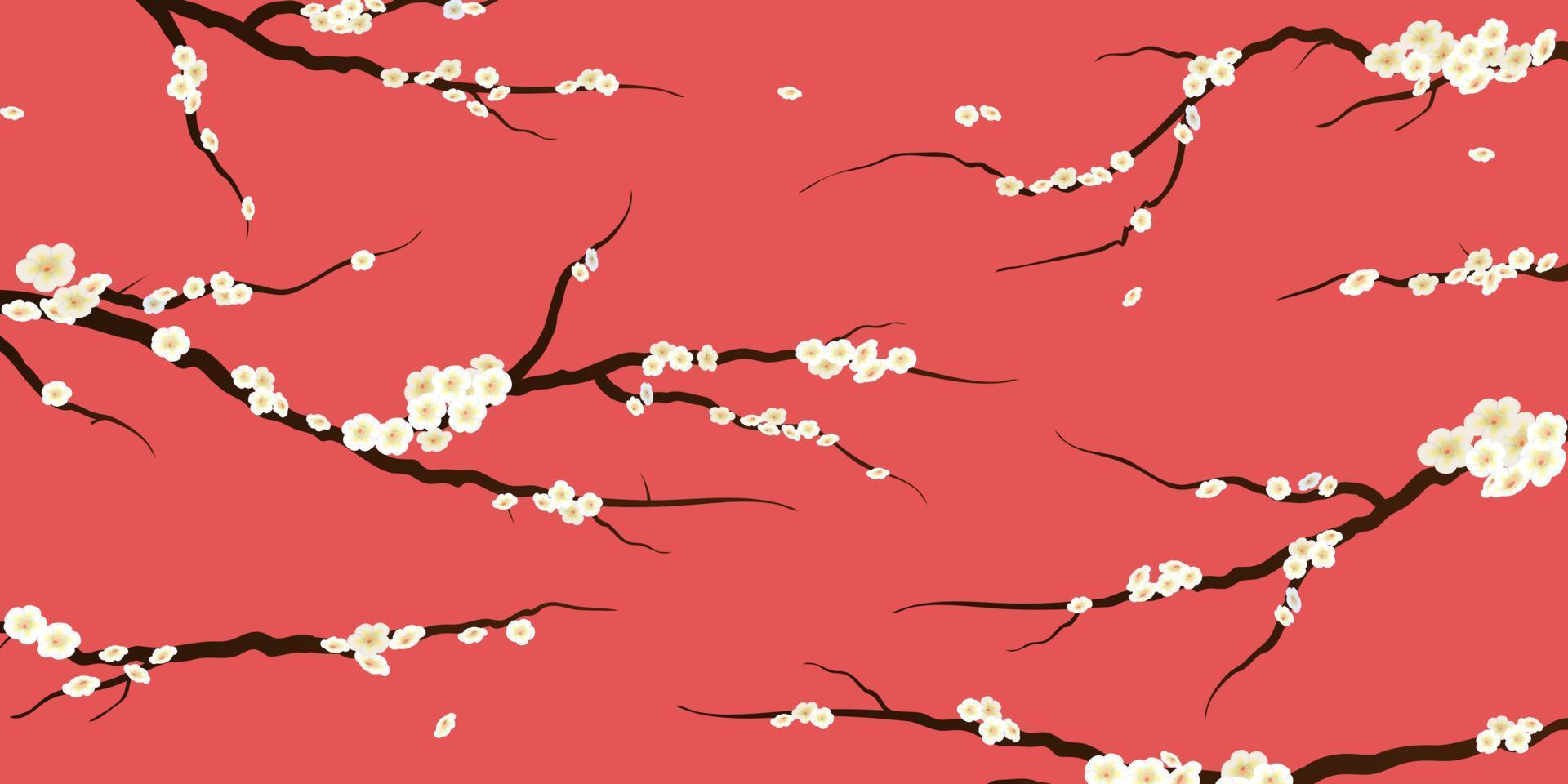 vallend kers bloeit. mooi voorjaar seizoen. sakura boom landschap met roze achtergrond vector