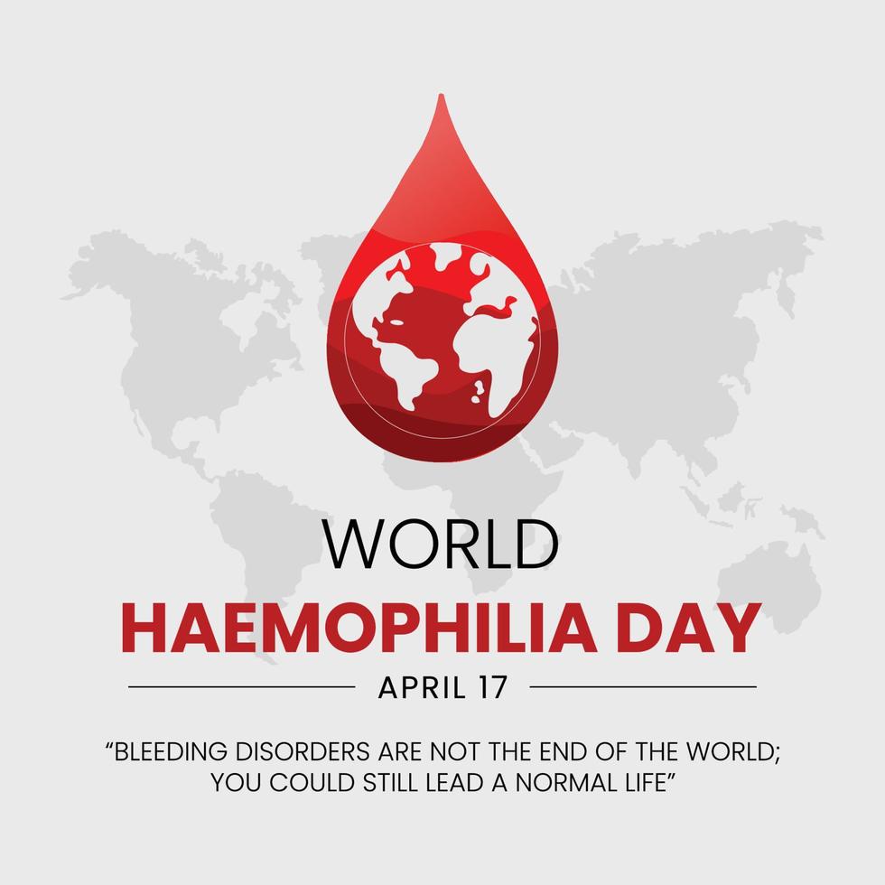 wereld hemofilie dag Aan april 17. hemofilie bewustzijn dag. Gezondheid bewustzijn vector sjabloon voor banier, kaart, poster, achtergrond.