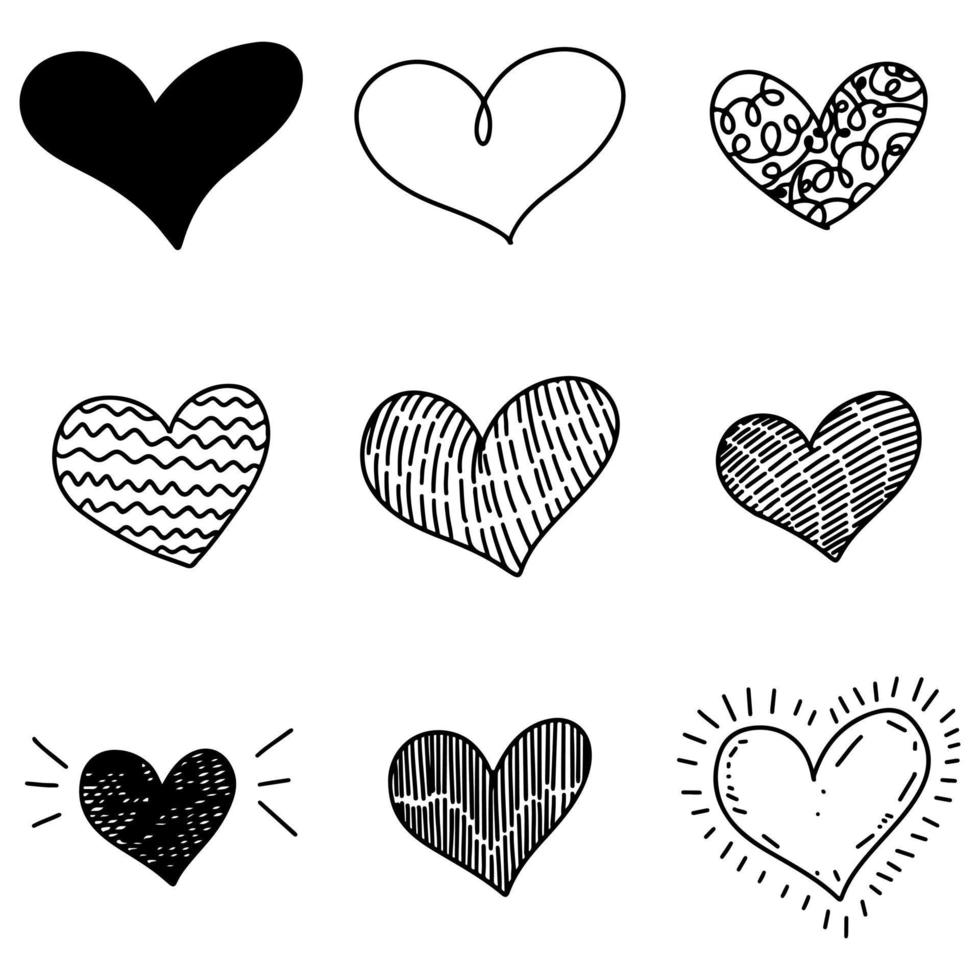 tekening schetsen stijl van harten icoon vector illustratie voor concept ontwerp.
