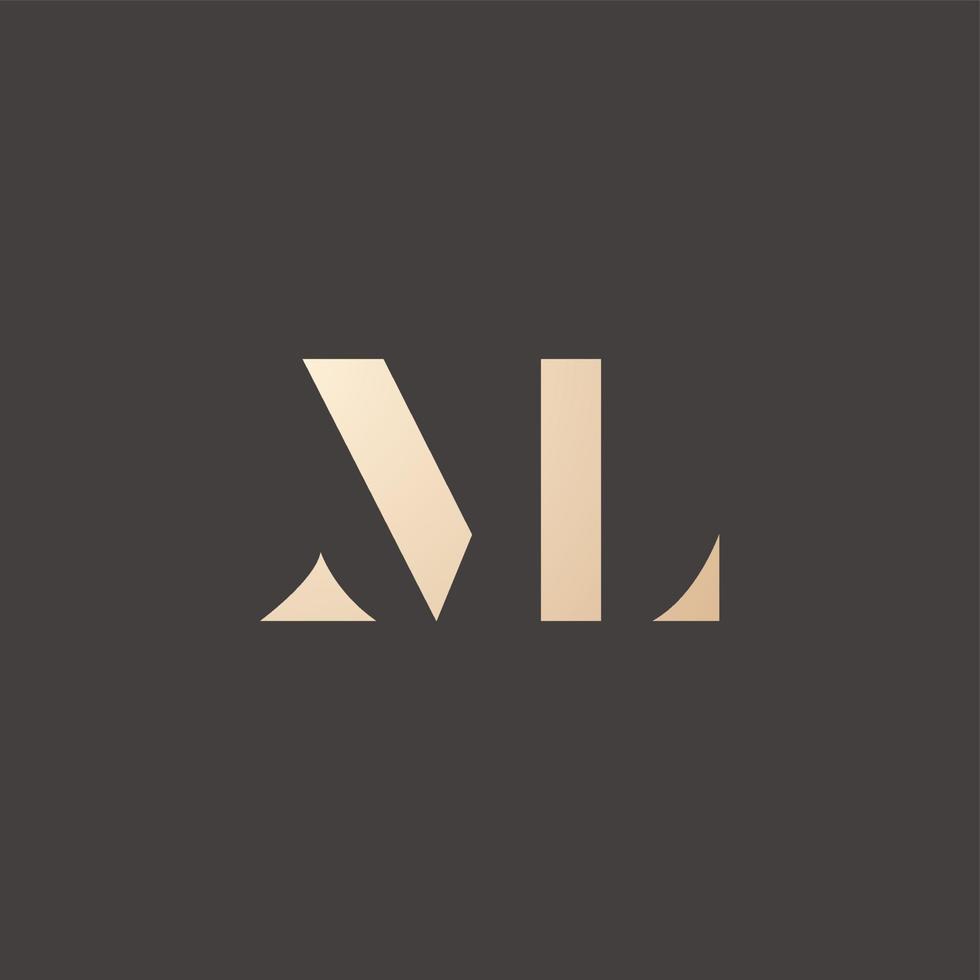 luxe en modern ml brief logo ontwerp vector