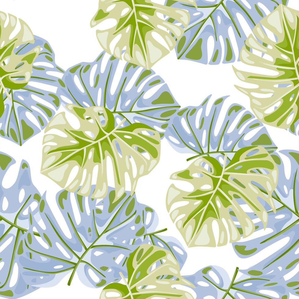 monstera bladeren naadloos patroon. exotisch oerwoud planten eindeloos behang. blad achtergrond. hawaiiaans regenwoud bloemen achtergrond. vector