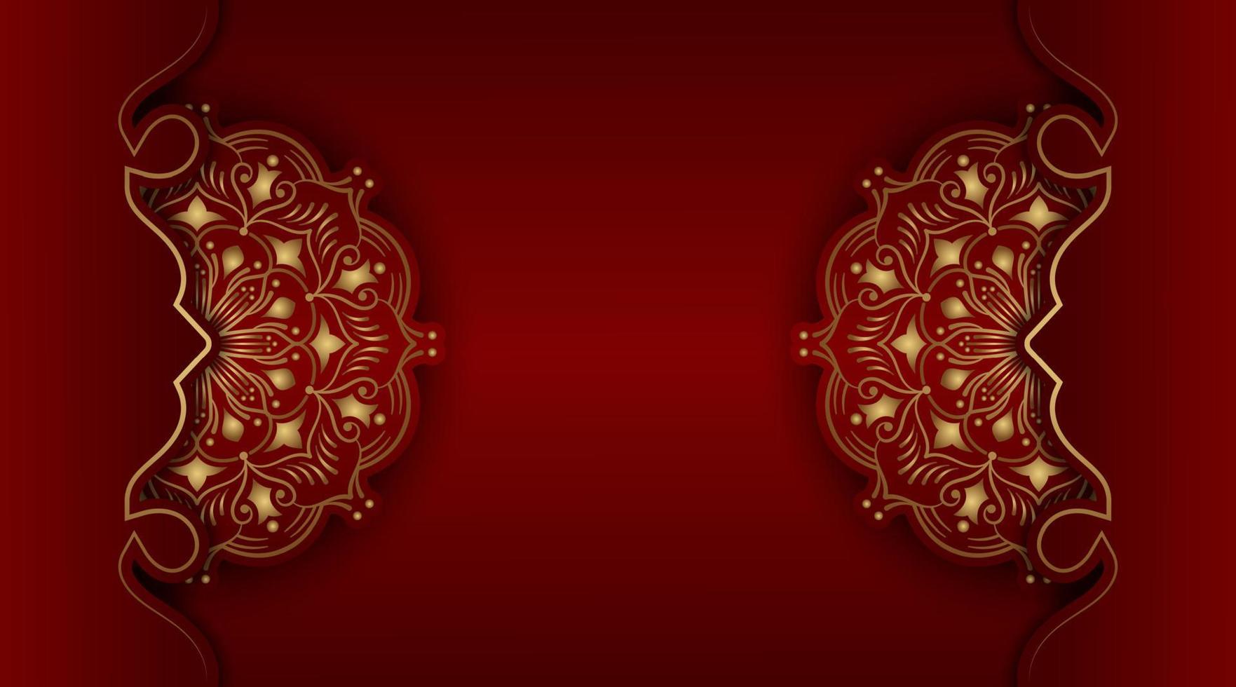 rood luxe achtergrond, met goud mandala ornament vector