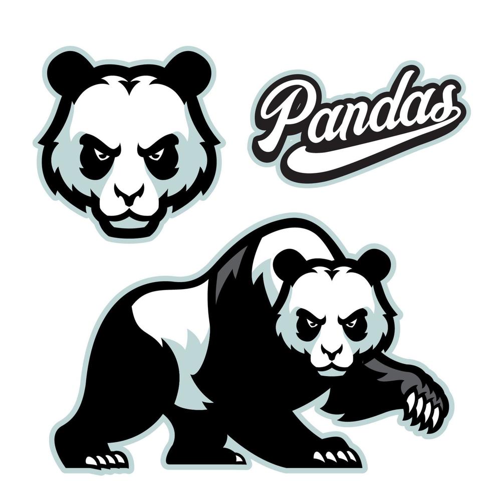 panda mascotte stijl met gescheiden hoofd vector