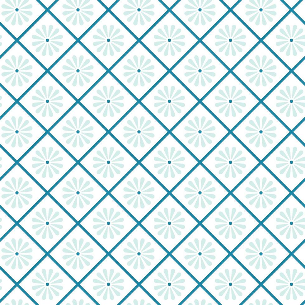 Japans naadloos patroon met bloemen en vierkanten. vector geometrische blauwe achtergrond. bloemtextuur. afdrukblok voor stof, kledingtextiel, inpakpapier. minimale oosterse vectorafbeelding.