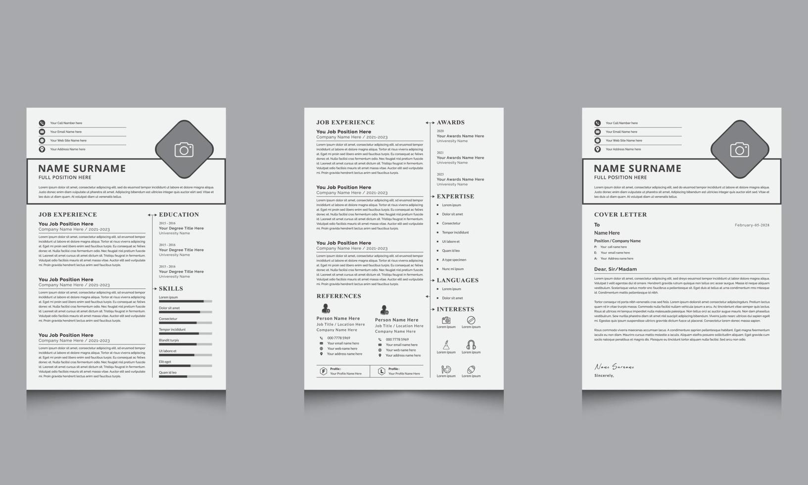 professioneel bedrijf hervat ontwerp CV sjabloon lay-out vector