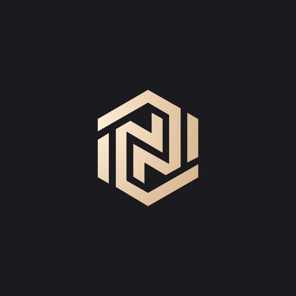 luxe en modern n brief logo ontwerp vector