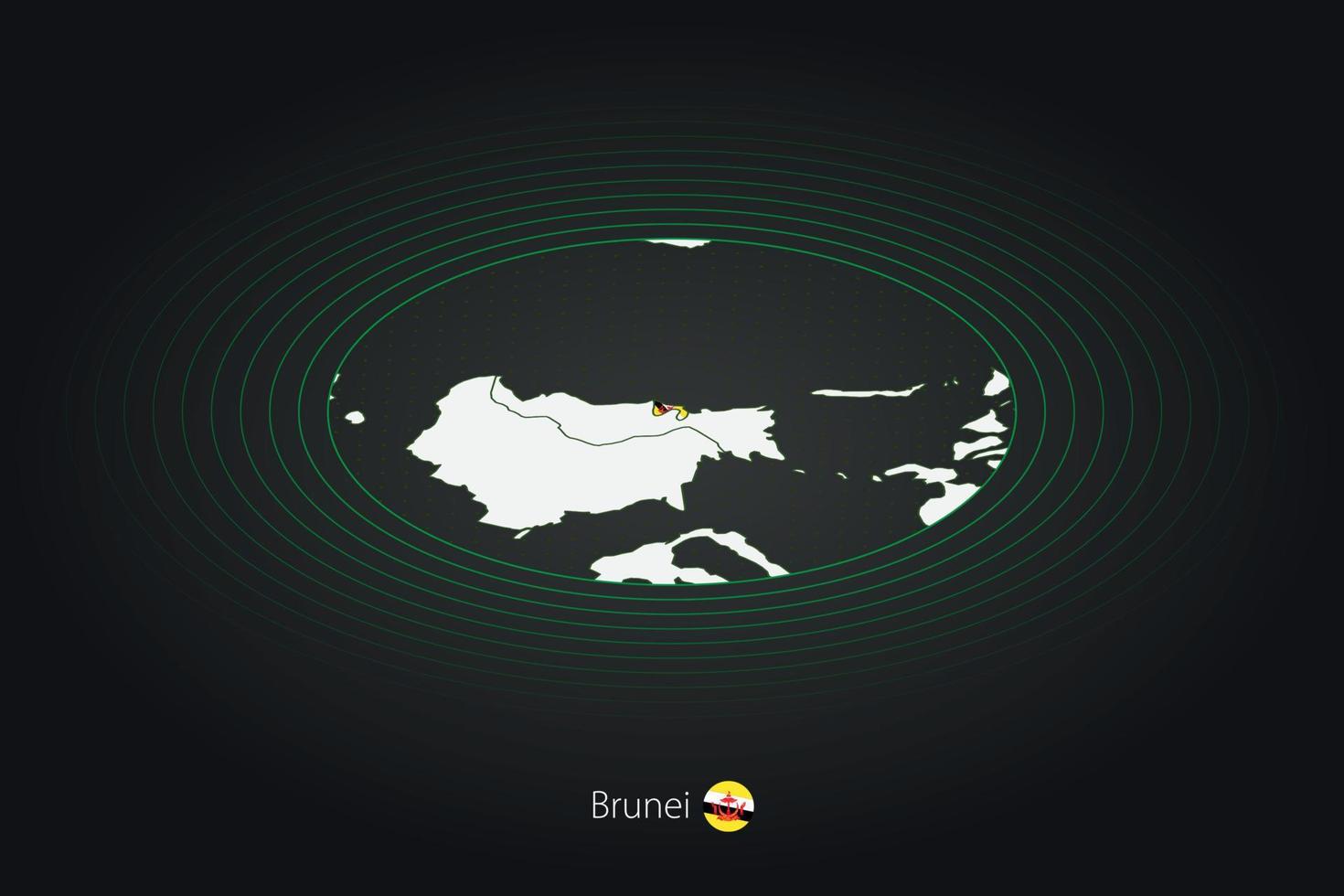 Brunei kaart in donker kleur, ovaal kaart met naburig landen. vector