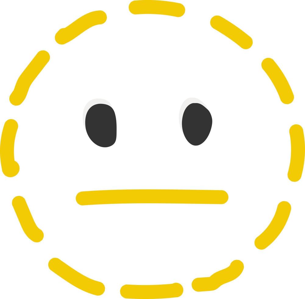 stippel lijn uitdrukkingsloos smiley emoticon gezicht lijn icoon. hand- getrokken, vlak stijl emoticon. vector