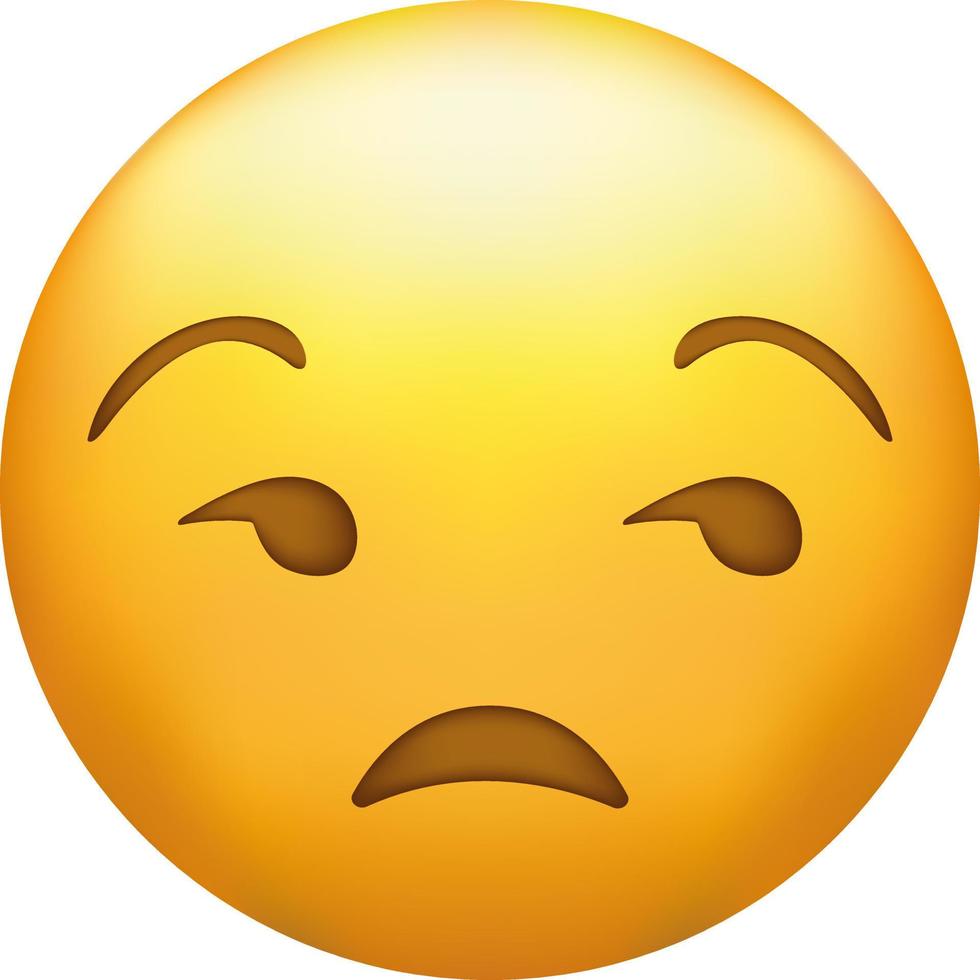 niet geamuseerd emoji. meh emoticon, ontevreden geel gezicht. vector