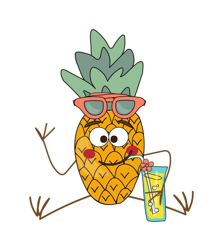 vector illustratie grappig tekening karakter ananas