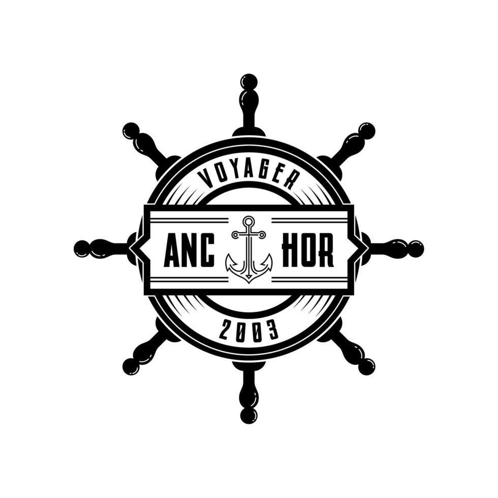 anker stuurinrichting wiel logo voor matroos nautische schip jacht bedrijf bedrijf vector