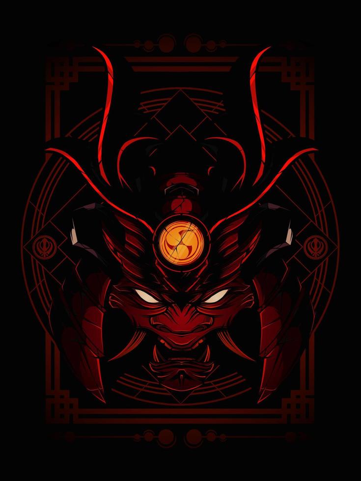 samurai hoofd t-shirt ontwerp vector