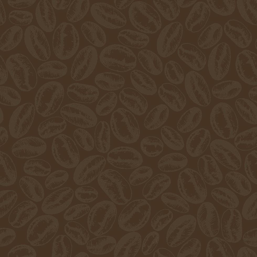 naadloos patroon met koffie bonen. illustratie granen van koffie in schetsen gravure stijl voor koffie winkel of verpakking. wijnoogst achtergrond met bruin koffie bonen. vector
