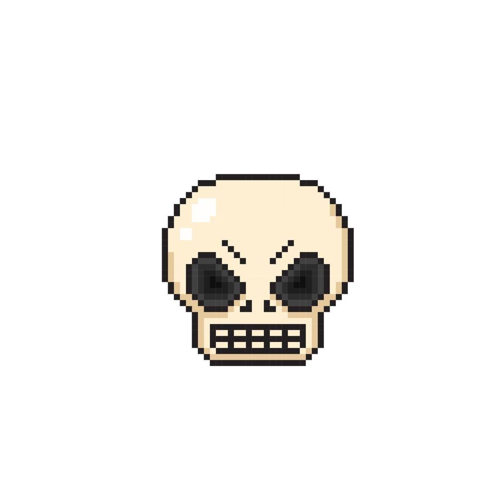 schedel hoofd in pixel kunst stijl vector