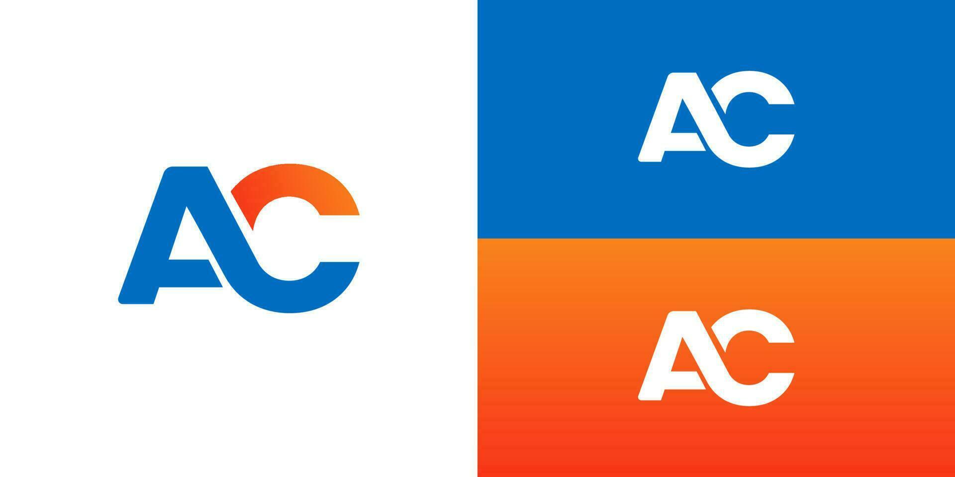 brief ac logo helling blauw oranje vector