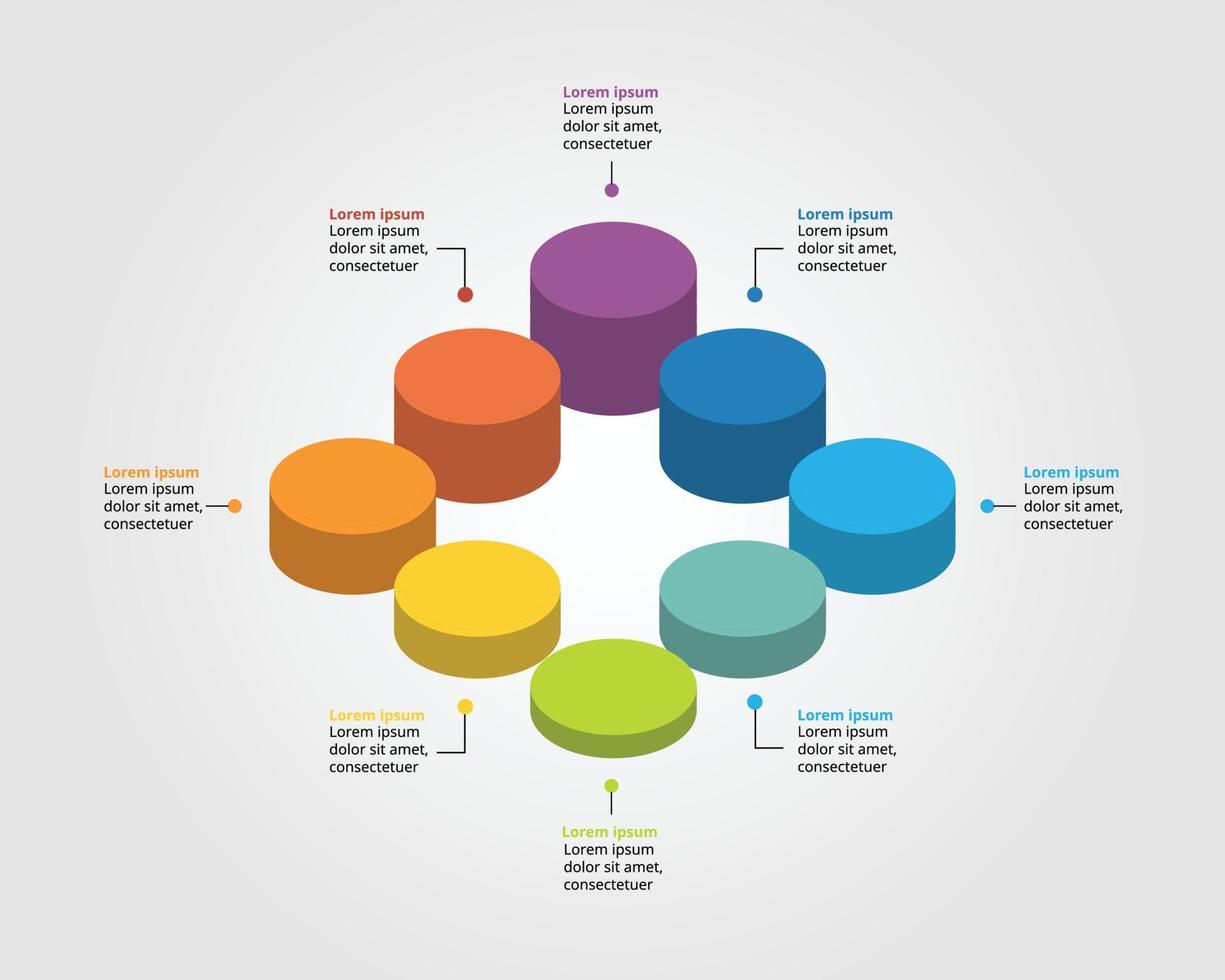 cirkel tabel sjabloon voor infographic voor presentatie voor 8 element vector