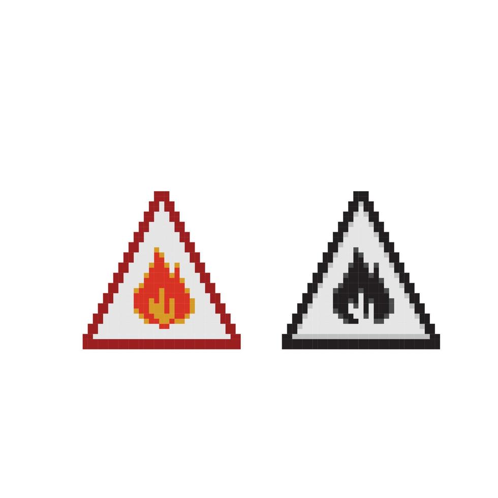 brandbaar teken in pixel kunst stijl vector