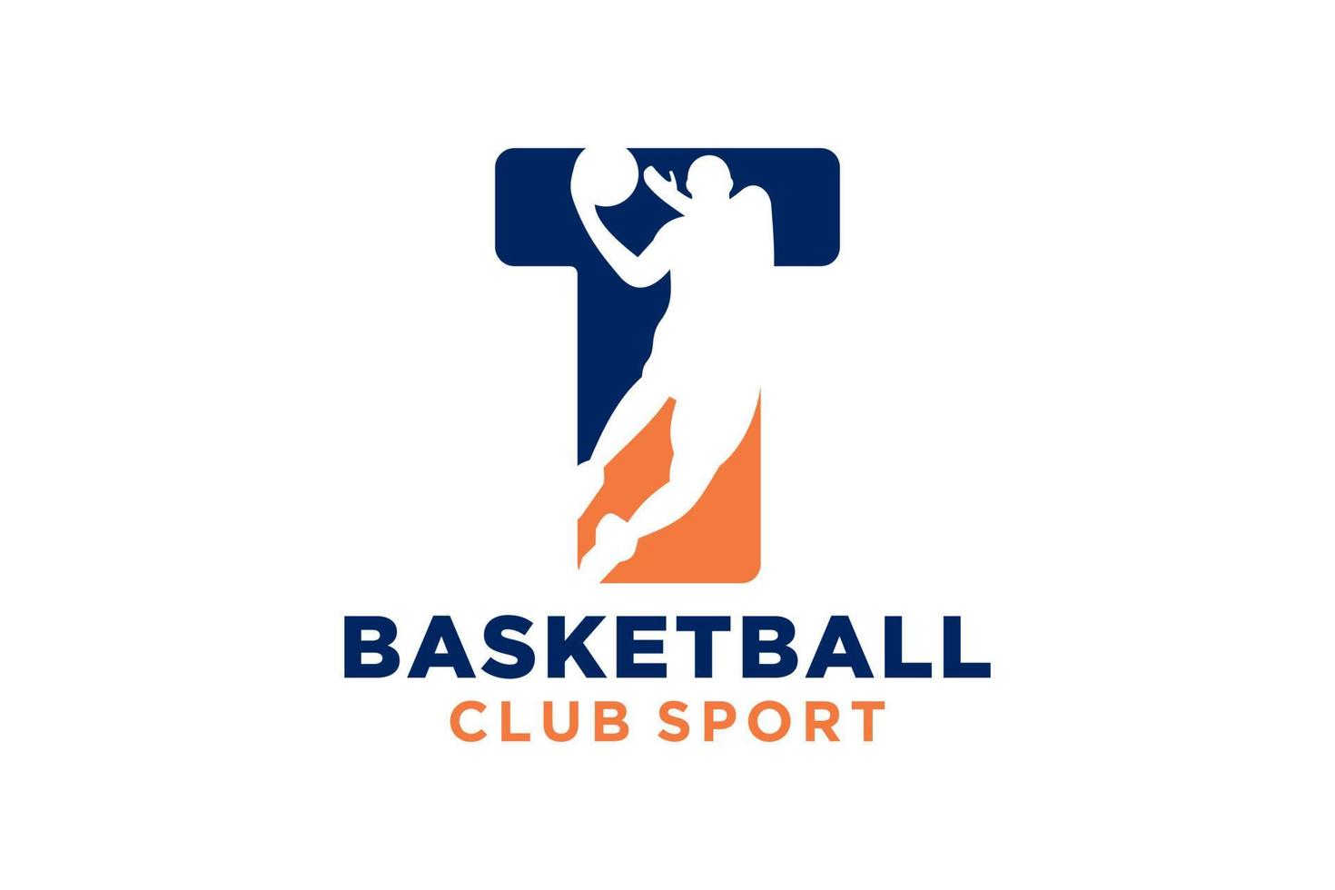 eerste brief t basketbal logo icoon. mand bal logotype symbool. vector