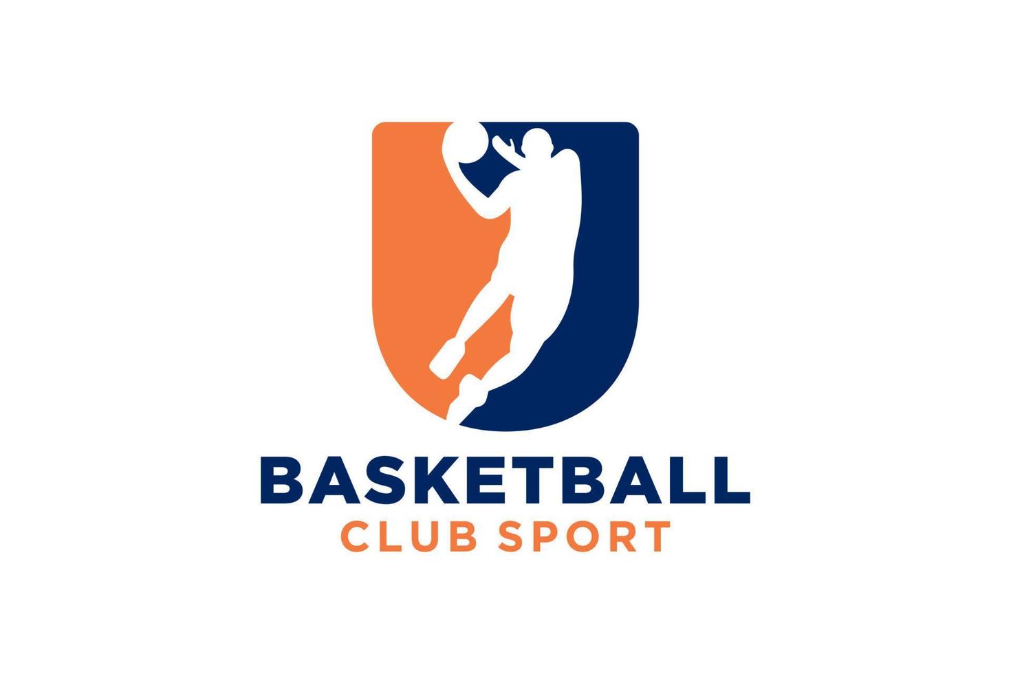 eerste brief u basketbal logo icoon. mand bal logotype symbool. vector