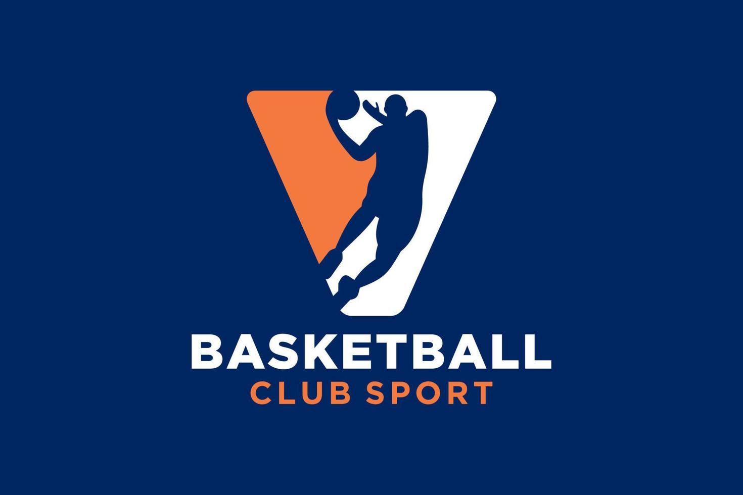 eerste brief v basketbal logo icoon. mand bal logotype symbool. vector