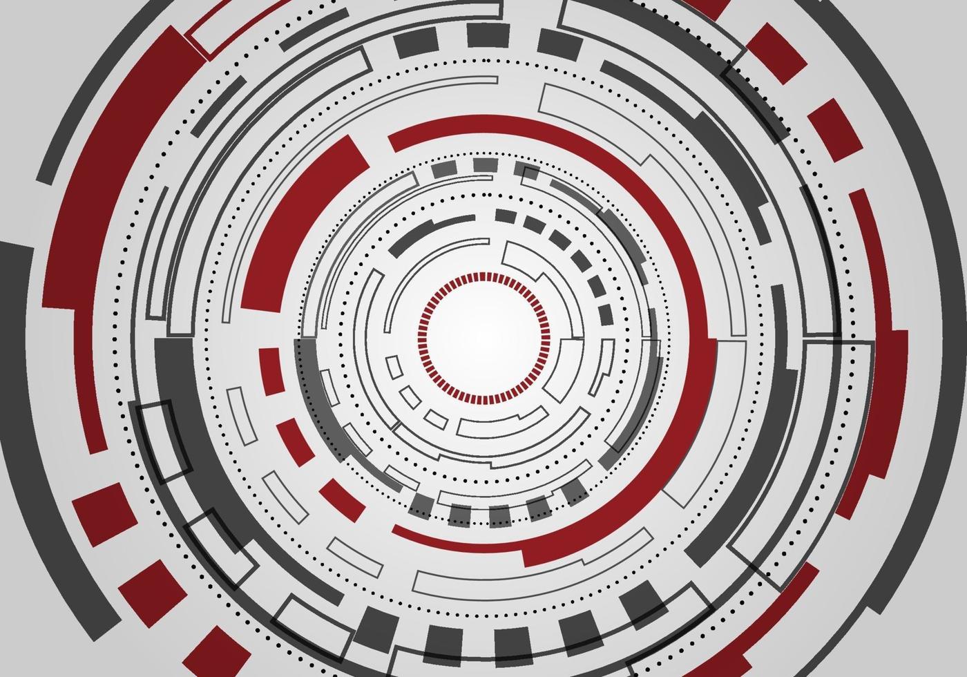 abstracte technologie futuristische concept grijze en rode cirkels hud-display vector
